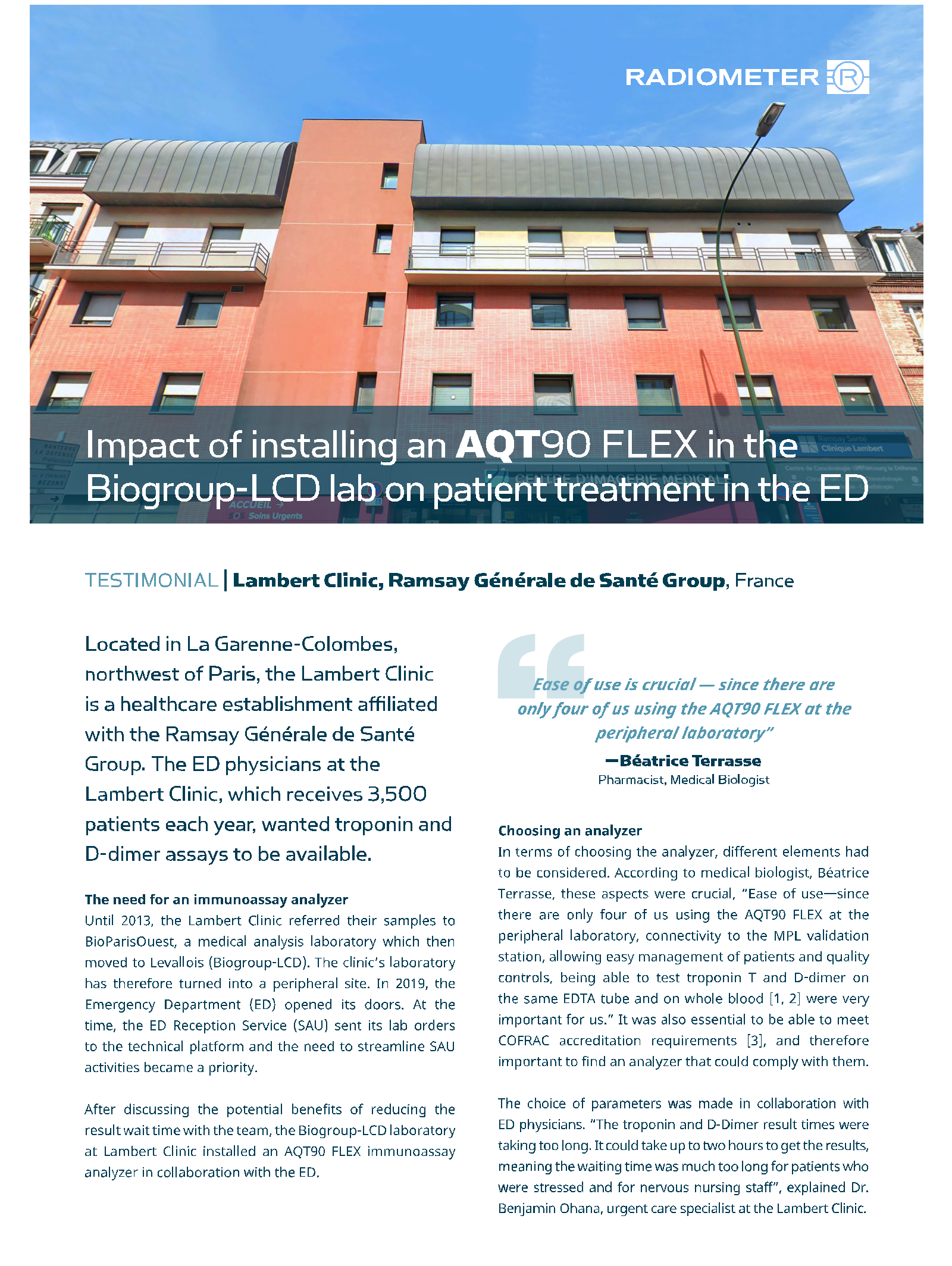 Aperçu PDF du témoignage client de la clinique Lambert France